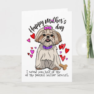 Cartão Feliz Dia das Mães do seu cãozinho Shih Tzu