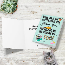 Cartão Feliz Dia das Mães Engraçado Fofo Azul Do Gato