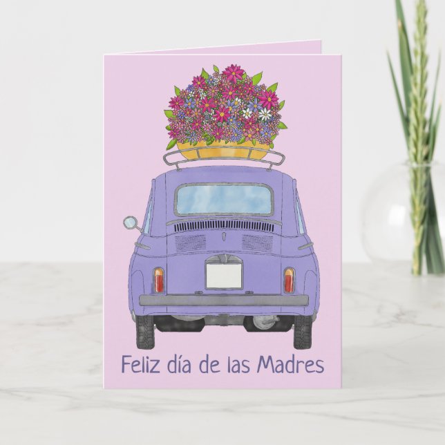 Cartão Feliz Dia das Mães Espanhol Fiat 500 (Frente)