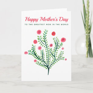 Cartão Feliz Dia das Mães Flor de Primavera Aquarela