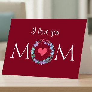 Cartão Feliz Dia das Mães Floral de Flores Silvestres Gri