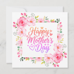 Cartão Feliz Dia das Mães Floral Rosa Bonito