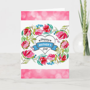 Cartão Feliz Dia das Mães Floral Rosa Fofo