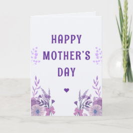 Cartão Feliz Dia das Mães Floral Roxo Elegante