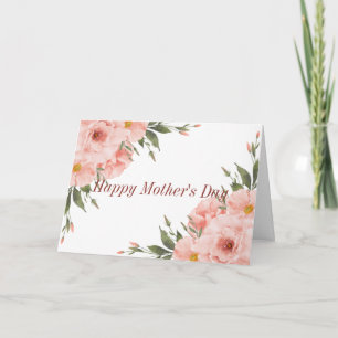 Cartão Feliz Dia das Mães Flores Rosa