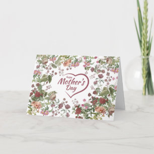Cartão Feliz Dia das Mães Flores Vintage 