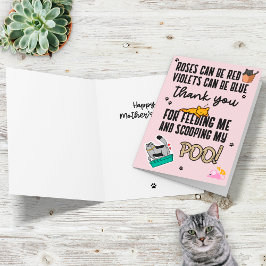 Cartão Feliz Dia das Mães Fofo Rosa Divertido Da Gata
