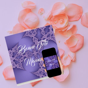 Cartão Feliz dia das mães, fractal roxo