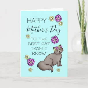 Cartão Feliz Dia das Mães Gata Mãe Floral