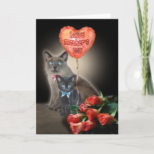 Cartão Feliz Dia das Mães Gatos