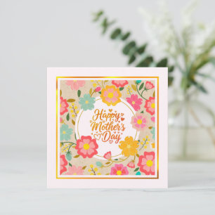 Cartão Feliz Dia das Mães I Floral Elegante em Aquarela