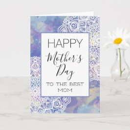 Cartão Feliz Dia das Mães Lavanda Roxo Floral Mandala