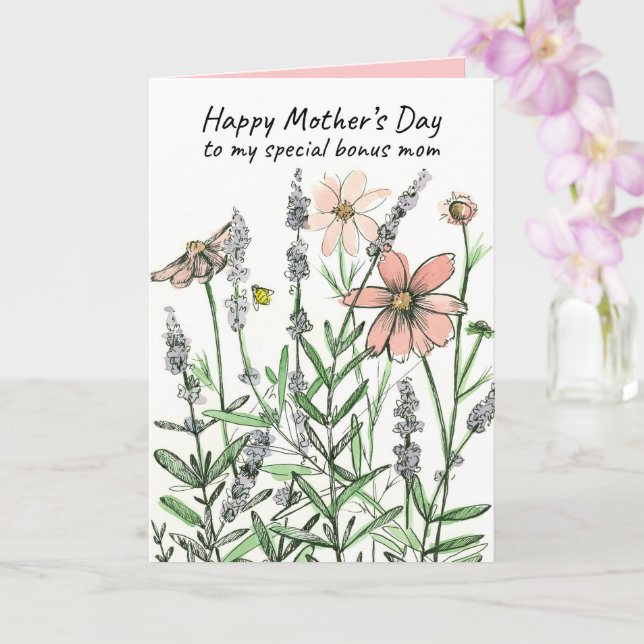 Cartão Feliz Dia das Mães Mãe Adicional Abelha Flores Sil (Orquídea)