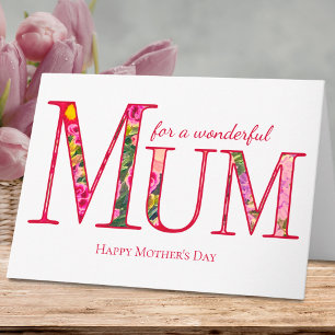 Cartão Feliz Dia das Mães - MOM Floral Elegante em Branco