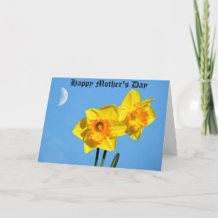 Cartão Feliz Dia das Mães Narcisos flores Medalha de Ouro