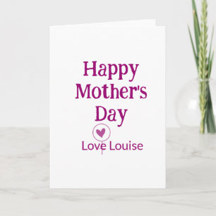 Cartão Feliz dia das mães nome feminino amor mauve sinal