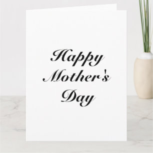 Cartão Feliz Dia das Mães preto branco script chic