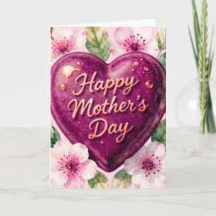 Cartão Feliz Dia das Mães Purple Heart Bloom