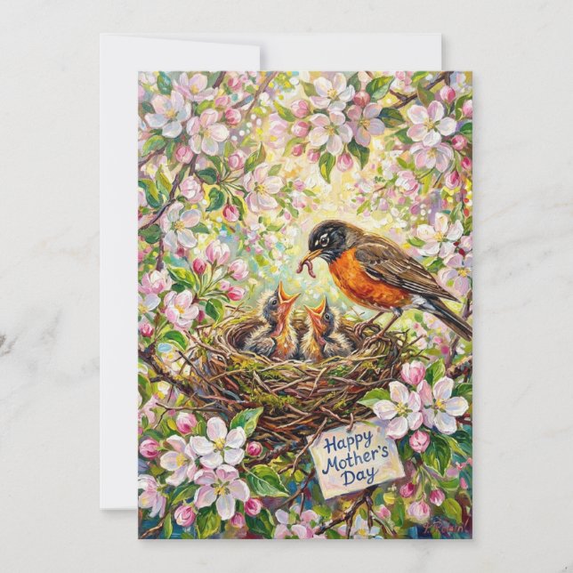 Cartão Feliz Dia das Mães Robin Card (Frente)
