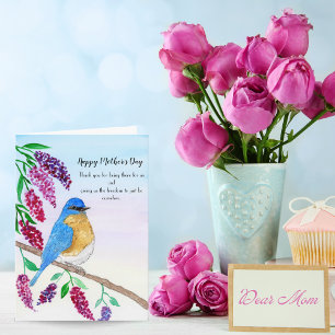 Cartão Feliz Dia das Mães Robin na Árvore de Wisteria