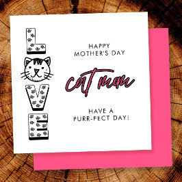 Cartão Feliz Dia das Mães Rosa Da Gata Purrfeita