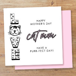 Cartão Feliz Dia das Mães Rosa do Gato Perfeito