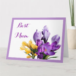 Cartão Feliz Dia das Mães roxo amarelo floral divertido c