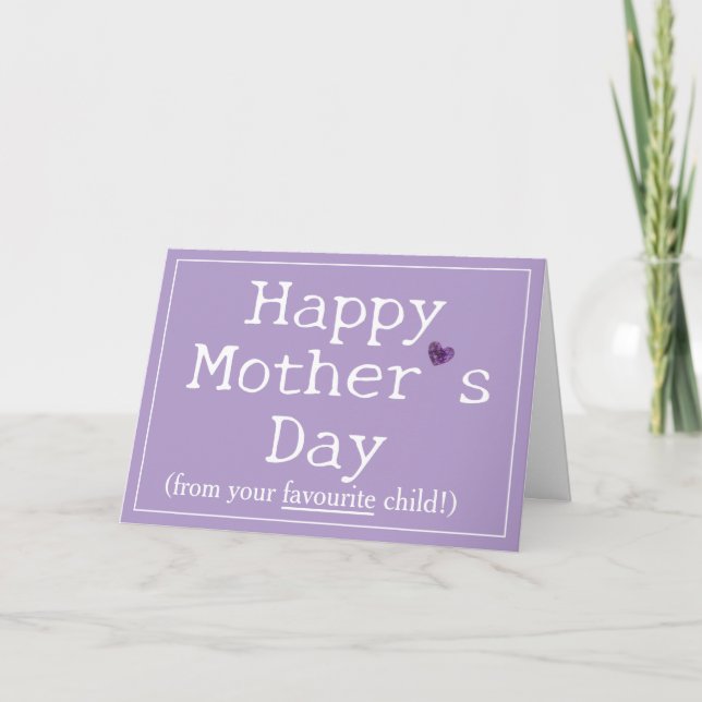 Cartão Feliz Dia das Mães roxo engraçado (Frente)