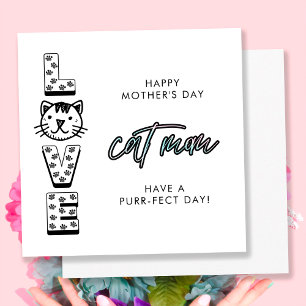 Cartão Feliz Dia das Mães Simples Do Gato Purrfeito