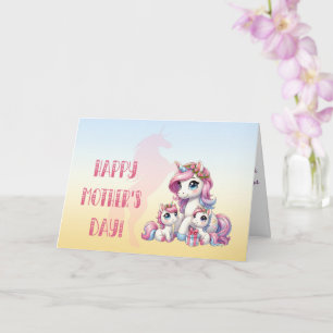 Cartão "Feliz Dia das Mães!" Tema Unicórnio