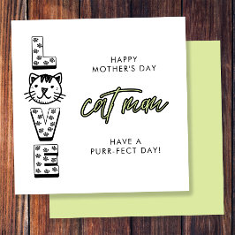 Cartão Feliz Dia das Mães Verde do Gato Perfeito