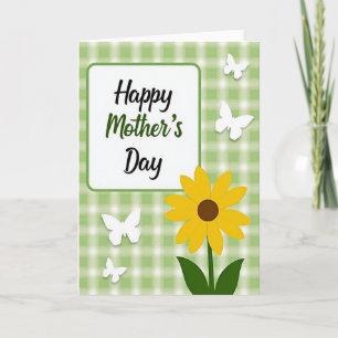 Cartão Feliz Dia das Mães Verde e Branco