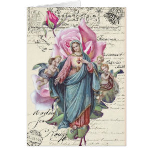 Cartão Feliz Dia das Mães   Virgem Maria Rosa Rosa