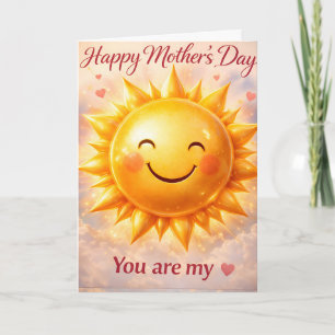 Cartão Feliz Dia das Mães, você é meu sol lindo sorrident