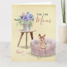 Feliz Dia das Mães Yorkie Aquarela Nome Personaliz