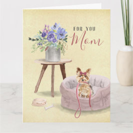 Cartão Feliz Dia das Mães Yorkie Aquarela Nome Personaliz