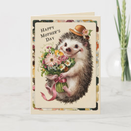 Cartão Feliz Dia das Mãesouriço-cacheiro fofo