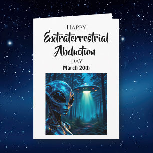 Cartão Feliz Dia de Abdução Extraterrestre - 20 de Março