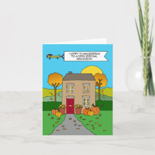 Cartão Feliz Dia de Ação de Graças ao neto