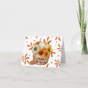 Cartão Feliz Dia de Ação de Graças, Bombas de Outono e Gi