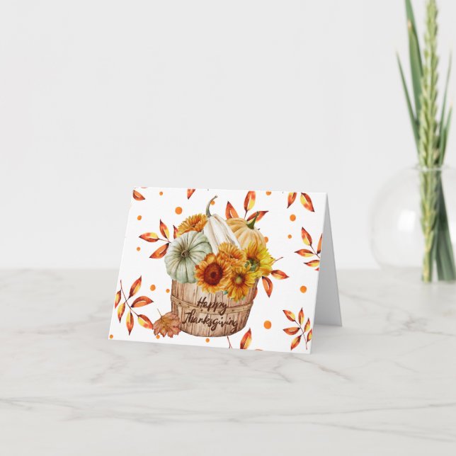 Cartão Feliz Dia de Ação de Graças, Bombas de Outono e Gi (Frente)