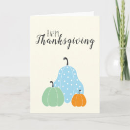 Cartão Feliz Dia de Ação de Graças Bonito Pumpkins Verde