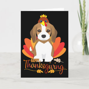 Cartão Feliz Dia de Ação de Graças Com Cachorro Beagle Pe