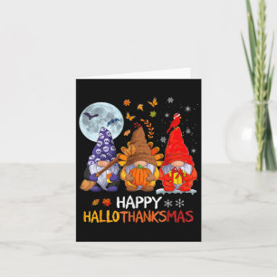Cartão Feliz Dia de Ação de Graças de Halloween Gnomos de