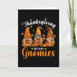 Cartão Feliz Dia de Ação de Graças Gnomos Fofos Abóbora F