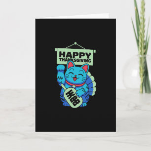 Cartão Feliz Dia de Ação de Graças Maneki Neko Gato Sortu