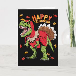 Cartão Feliz Dia de Ação de Graças T Rex Dinossauro Peru