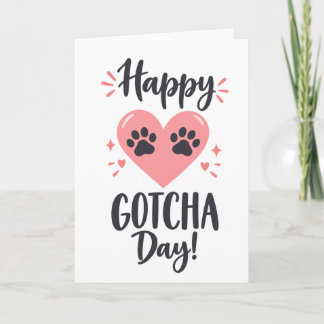 Cartão Feliz Dia de Adoção do Gato – Coração Rosa