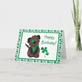 Cartão Feliz Dia de Aniversário Cachorro Verde