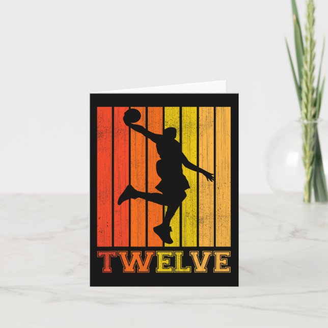 Cartão Feliz Dia De Aniversário De 12 Para Rapazes Basket (Frente)